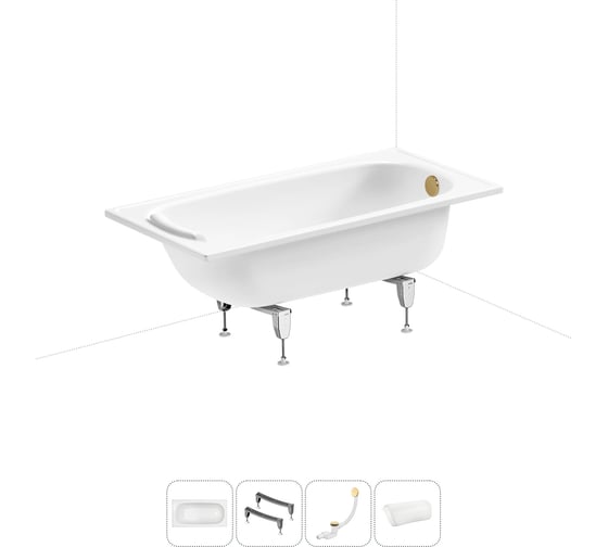 Стальная ванна 140х70 см Sanitana BLB Europa 20220612R в наборе 4 в 1 20220612R