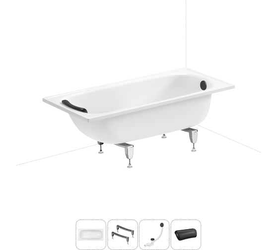 Стальная ванна 150х70 см Sanitana BLB Europa 20220627R в наборе 4 в 1 20220627R