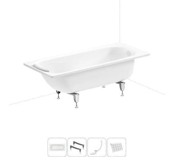Стальная ванна 160х70 см с шумоизоляцией Sanitana BLB Universal 20220706R в наборе 4 в 1 20220706R