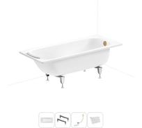 Стальная ванна 160х70 см с шумоизоляцией Sanitana BLB Universal 20220708R в наборе 4 в 1 20220708R