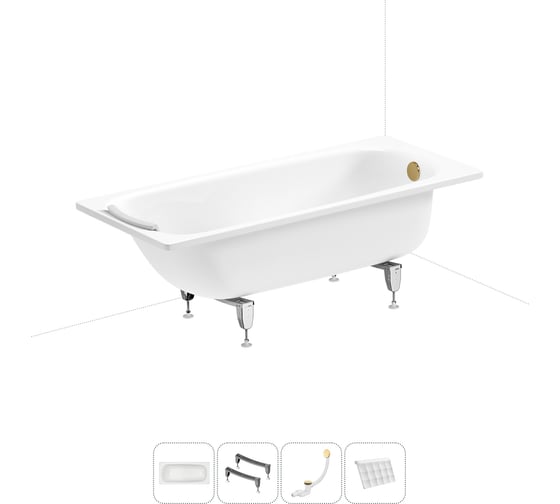 Стальная ванна 160х70 см с шумоизоляцией Sanitana BLB Universal 20220708R в наборе 4 в 1 20220708R