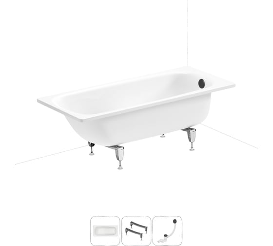 Стальная ванна 160х70 см с шумоизоляцией Sanitana BLB Universal 20220703R в наборе 3 в 1 20220703R