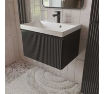 Тумба с раковиной для ванной Mebelvann PULSE 60 см подвесная антрацит/серый , 1 ящик PUL10601701601A