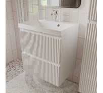 Тумба с раковиной для ванной Mebelvann PULSE 60 см подвесная белый , 2 ящика PUL10602900301A