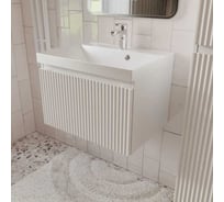 Тумба с раковиной для ванной Mebelvann PULSE 60 см подвесная белый, 1 ящик PUL10601900301A