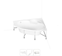 Акриловая ванна Lavinia Boho Bell Pro 20220994R в наборе 4 в 1: акриловая ванна, каркас, слив-перелив, подголовник (цвет набора глянцевый белый)