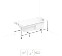 Акриловая ванна Lavinia Boho Bristol 20220980R в наборе 4 в 1: акриловая ванна, каркас, слив-перелив, подголовник (цвет набора золото)