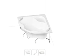 Акриловая ванна Lavinia Boho Aveo 20221026R в наборе 4 в 1: акриловая ванна, каркас, слив-перелив, подголовник (цвет набора глянцевый белый)