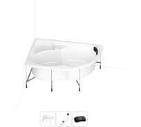 Акриловая ванна Lavinia Boho Grance Hill 20220983R в наборе 4 в 1: акриловая ванна, каркас, слив-перелив, подголовник (цвет набора матовый черный)