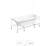 Акриловая ванна Lavinia Boho Rock 20220954R в наборе 4 в 1: акриловая ванна, каркас, слив-перелив, подголовник (цвет набора глянцевый белый)