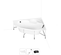 Акриловая ванна Lavinia Boho Bell Pro 20221011R в наборе 4 в 1: акриловая ванна, каркас, слив-перелив, подголовник (цвет набора матовый черный)