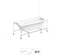 Акриловая ванна Lavinia Boho Rock 20220949R в наборе 4 в 1: акриловая ванна, каркас, слив-перелив, подголовник (цвет набора хром)