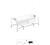 Акриловая ванна Lavinia Boho Bristol 20220979R в наборе 4 в 1: акриловая ванна, каркас, слив-перелив, подголовник (цвет набора матовый черный)