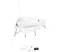 Акриловая ванна Lavinia Boho Bell Pro 20220991R в наборе 4 в 1: акриловая ванна, каркас, слив-перелив, подголовник (цвет набора матовый черный)