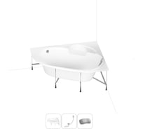 Акриловая ванна Lavinia Boho Bell Pro 20221009R в наборе 4 в 1: акриловая ванна, каркас, слив-перелив, подголовник (цвет набора хром)