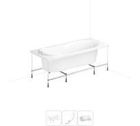 Акриловая ванна Lavinia Boho Easter Pro 20220962R в наборе 4 в 1: акриловая ванна, каркас, слив-перелив, подголовник (цвет набора глянцевый белый)