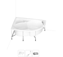 Акриловая ванна Lavinia Boho Grance Hill 20220981R в наборе 4 в 1: акриловая ванна, каркас, слив-перелив, подголовник (цвет набора хром)