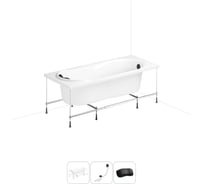 Акриловая ванна Lavinia Boho Easter Pro 20220959R в наборе 4 в 1: акриловая ванна, каркас, слив-перелив, подголовник (цвет набора матовый черный)