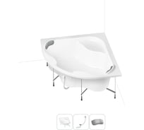 Акриловая ванна Lavinia Boho Aveo 20221021R в наборе 4 в 1: акриловая ванна, каркас, слив-перелив, подголовник (цвет набора хром)