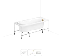 Акриловая ванна Lavinia Boho Easter Pro 20220964R в наборе 4 в 1: акриловая ванна, каркас, слив-перелив, подголовник (цвет набора золото)