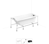 Акриловая ванна Lavinia Boho Rock 20220951R в наборе 4 в 1: акриловая ванна, каркас, слив-перелив, подголовник (цвет набора матовый черный)