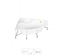 Акриловая ванна Lavinia Boho Bell Pro 20220992R в наборе 4 в 1: акриловая ванна, каркас, слив-перелив, подголовник (цвет набора золото)