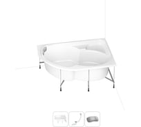 Акриловая ванна Lavinia Boho Grance Hill 20220985R в наборе 4 в 1: акриловая ванна, каркас, слив-перелив, подголовник (цвет набора хром)