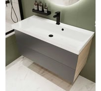 Тумба с раковиной для ванной Mebelvann TREND 100 см подвесная дуб сонома/антрацит TRE101002701601A