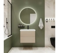 Тумба с раковиной для ванной Mebelvann TREND 60 см подвесная дуб сонома/бежевый TRE10602200501A