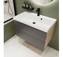 Тумба с раковиной для ванной Mebelvann TREND 80 см подвесная дуб сонома/антрацит TRE10802701601A