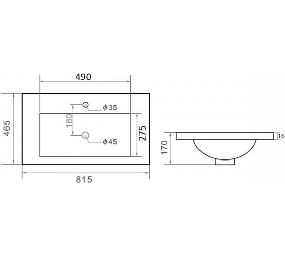 Раковина встраиваемая Agger санфарфор, белый глянец ASF11800