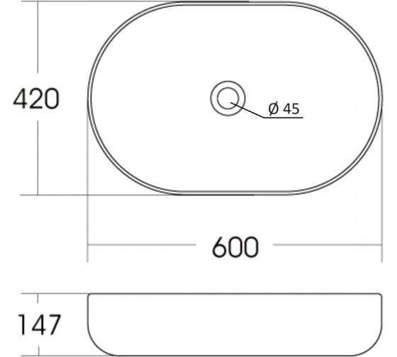 Раковина накладная Agger санфарфор, белый глянец ASO21600