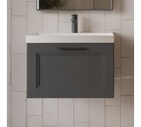 Тумба с раковиной для ванной Mebelvann Arcadia 60 см подвесная серый/антрацит 1 ящик ARC10601701601A