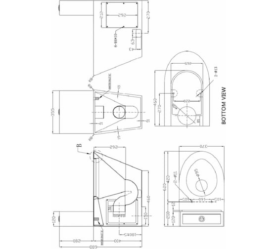 Унитаз из нержавеющей стали со сливным баком 680x370x620 матовый, Nofer 13016.S