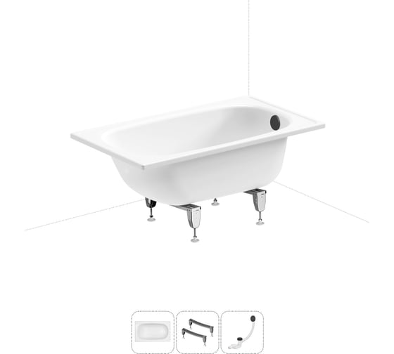 Комплект 3 в 1 Sanitana BLB Europa 2,2 стальная ванна 120x70 с ножками и сифоном 20220575R