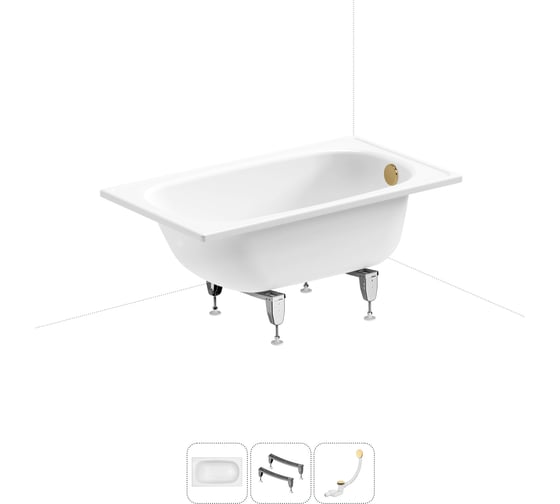 Комплект 3 в 1 Sanitana BLB Europa 2,2 стальная ванна 120x70 с ножками и сифоном 20220576R