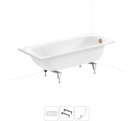 Комплект 3 в 1 Sanitana BLB Europa 2,2 стальная ванна 160x70 с ножками и сифоном 20220640R