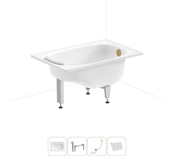 Комплект 4 в 1 Sanitana BLB  Europa Mini стальная ванна 105x70 с ножками, сифоном и подгол 20220548R