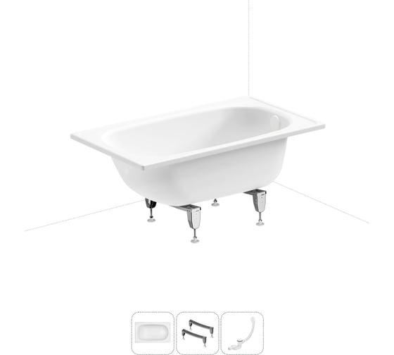 Комплект 3 в 1 Sanitana BLB Europa 2,2 стальная ванна 120x70 с ножками и сифоном 20220574R
