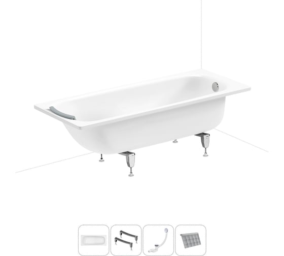 Комплект 4 в 1 Sanitana BLB  Universal 3,5 стальная ванна 170x75 с ножками, сифоном и подг 20220737R