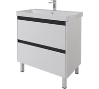 Тумба с раковиной напольная Dreja LUXURY PLUS 80 см, 2 ящика, с опорами, белый матовый 99.0931-11080-KL 99.2031K