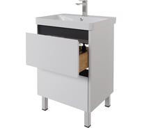 Тумба с раковиной напольная Dreja LUXURY PLUS, 60 см, 2 ящика, с опорами, белый матовый 99.0929-11060-KL 99.2029K
