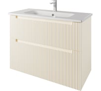 Тумба с раковиной подвесная DREJA EUPHORIA 100 см, 2 ящика, бежевый матовый 641235 99.2020K