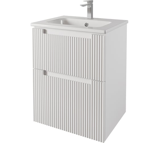 Тумба с раковиной подвесная DREJA EUPHORIA 60 см, 2 ящика, белый матовый 640344 99.2015K