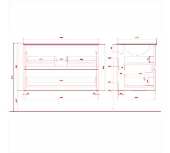 Тумба подвесная RUVANN Древа 90 (R) (Квадро) (Лаванти ) Т.DREVA.Д-90П-KIT-KVA