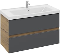 Тумба с раковиной RUVANN VAUS 100 + Гармония 100 в ванную подвесная Т.VAUS.П-100П-KIT-GAR