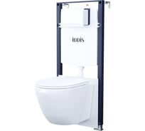 Комплект 3 в 1 IDDIS подвесной унитаз, инсталляция и клавиша смыва белая, Basic BASBQ03i73
