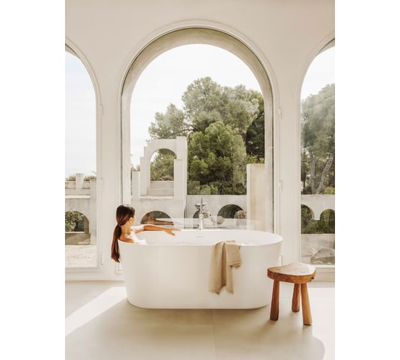Ванна из материала Roca Raina 159x79 Stonex свободностоящая, белая, 248466000 7248466000