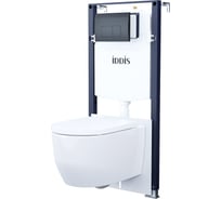 Комплект 3в1 IDDIS Basic подвесной унитаз, инсталляция и клавиша смыва черная BASAI02i73