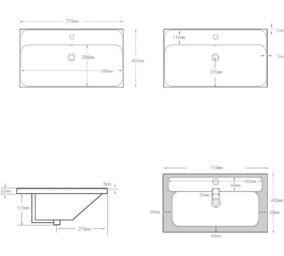 Раковина накладная керамическая Aquanet Flash Mini 710x405x180 342054